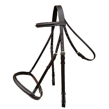 Majestic Ally Padded Raised English Bridle, Premium Leather, Matching Laced Reins - color: Black, size: Cob