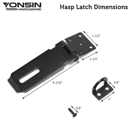 4" Door Padlock Safety Hasp Latch, Door Hasp Clasp Lock Gate Shed Hasp Latch Lock for Door Window Cabinet Pet Cage Toolbox Shed Fence, 304 Stainless Steel, Matte Black Finish, 1 Pack - size: 4 Inch