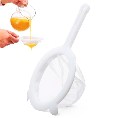 Ultra Fine Mesh Strainer with Handle & Resting Tabs, 200 Mesh 5.9", Plastic Strainer for Juicing, Nylon Juice Filter, Small Sieve for Kefir Grains, Soy/Nut Milk, Yogurt, Tea, Coffee, Honey - size: 200 Mesh 5.9"