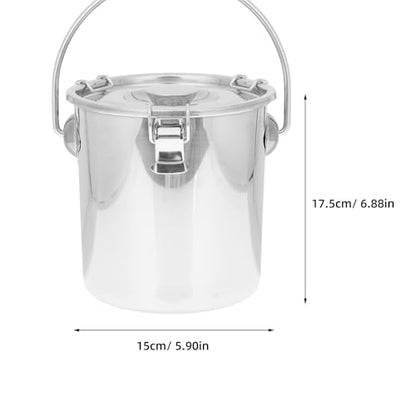 2Pcs Stainless Steel Fire Extinguisher Bucket with Lid Small Metal Airtight Storage Canister for Wine Cooler Beverage Ice Pails with Handles Camping Coolers 3.8 Quarts / 1 Gallon
