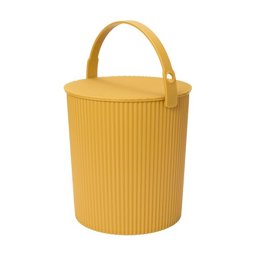 Hachiman Extra Large Bucket, 5.3 Gallon Heavy Duty Bucket with Lid & Handle | Hands-Free Filling, Easy to Stack and Store, Indoor Outdoor Use, Mustard - color: Mustard, size: Extra Large