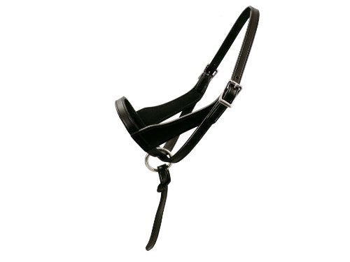 Derby Originals Paris Tack Double Layered Leather Grow with Me Adjustable Horse Foal Halter with Extra Crown Piece - color: Black