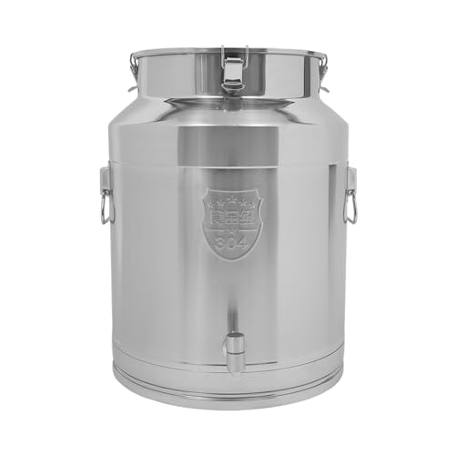 64L Stainless Steel Milk Can, Heavy Duty Food Storage & Transport Container for Dairy, Wine, Grains, Ideal for Home, Farm & Commercial Use, With a Faucet - size: 16.9Gallon