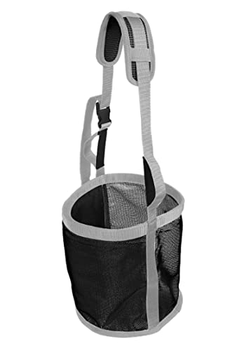 Majestic Ally Horse Feed Bag, Heavy Duty Nylon Mesh Grain Feed Bag, Adjustable Strap with Durable Snap and Elastic Straps, Comfort Neck Pad and Nose Pad- Large (Draft, Black) - color: Black, size: Draft