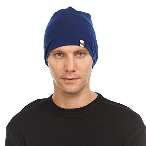 Minus33 Merino Wool Micro Weight Reversible Beanie - color: Navy Blue / Slate Blue
