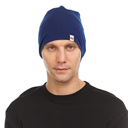 Minus33 Merino Wool Micro Weight Reversible Beanie - color: Navy Blue / Slate Blue