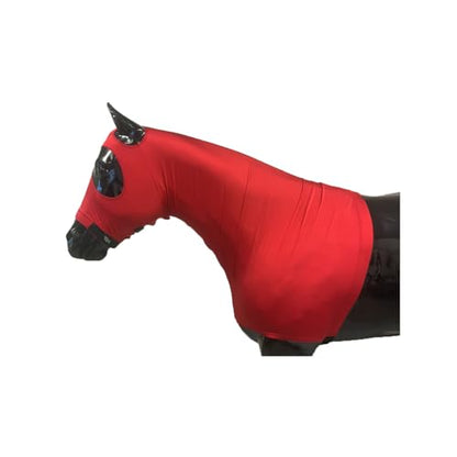 Sleazy Sleepwear Stretch Solid Horse Hood with Zipper | 4-Way Stretch Blanket Liner & Seamless Face Mane Tamer with Adjustable Noseband | Braid Protection & Coat Care, Red, Large - color: Red, size: Large