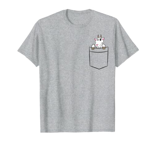 Goat in The Pocket Farm Animal Cute Pocket Goat T-Shirt - color: Heather Grey, size: Medium