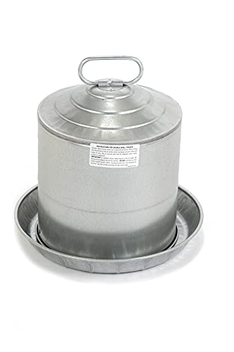Little Giant® Double Wall Metal Poultry Fount | Poultry Waterer | Heavy Duty Galvanized Steel Waterer | Made in USA (Silver, 2 Gallon) - size: 2 Gallon