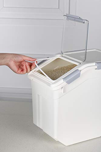 EonTone [2-Pack] 30 lbs Rice Storage Container, 15L Airtight Food Bin with Wheels for Flour, Pet Food - size: 15 Liters (pack of 2)
