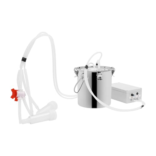 5L Goat Milking Machine, Continuously Adjustable Suction Pulsation Vacuum Electric Milker, Portable Milking Machine for Cows and Goats with Food Grade Stainless Steel Milk Bucket - size: 5L Milk Bucket
