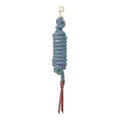 Weaver Equine 10' Horse Cowboy Lead Rope with Brass Snap - color: Dark Purple/Sky Blue/Lime Green