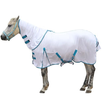 Horse Fly Sheet with Removable Neck Cover & Belly Wrap, Fine Mesh - color: White, size: 84