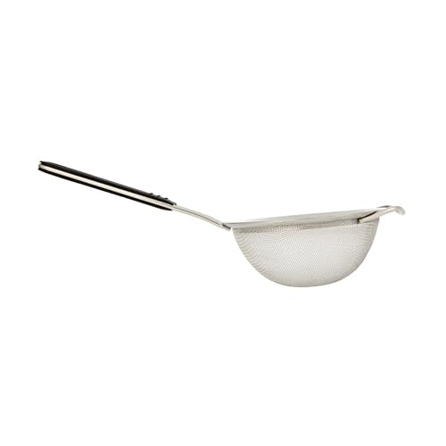 Restaurantware Fine Mesh Strainer 1 Count 15" x 7.8" x 3" with Silicone Handle Stainless Steel Extra Fine Mesh Strainer Heat-Resistant Handle Dishwasher-Safe for Rice, Quinoa, Pasta - size: Standard, Extra Fine Mesh-7 3/4"