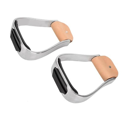 Western Horse Riding Stirrups, Aluminum Cushioned Stirrups with Cowhide Top and Rubber Anti-Skid Pad, Lightweight Rust-Proof Saddle Tack for Training and Performance