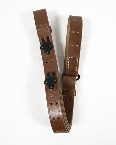 US M1 Garand Leather Rifle Sling WWII M1907 Sling Leather & Steel Hardware (Russet Brown)