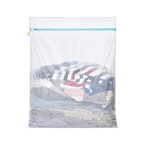 OTraki Large Mesh Laundry Bags 28x35 inch Zipper Mesh Lingerie Bags for Washing Delicates Net Laundry Mesh Bag Machine Washable for Dorm Hotel Camp Don't Drying, Melting 140-176℉, White - size: 28 x 35 inch