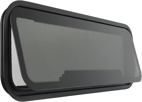 NEW Breathable RV Window, Tinted with Net Screen and Trim Ring - size: 35x12in