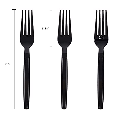 Plastic Fork Disposable Individually Packaged Forks Black 7-Inch Commercial Take Away Forks,Super Hard Mass Heavy Individually Wrapped Fork 100 PCS (Pack of 4) - size: Forks (Pack of 4)