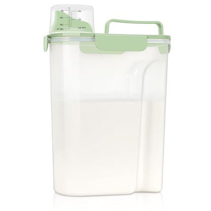 LEAWALK Airtight Rice Storage Container, Cereal Dry Food Flour and Sugar Bin, Dog Cat Food Dispenser with Measuring Cup, BPA Free Clear Plastic Kitchen (Green, 5L-1pack) - color: Green, size: 5L-1pack