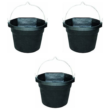 Farm Innovators FB-80R Rubber 3 Gallon Flat Back Heated Bucket with Metal Handle, Built in Thermostat, and Concealed Heating Element, 70 Watt (3 Pack) - color: 3 Gallon, size: 3 Pack