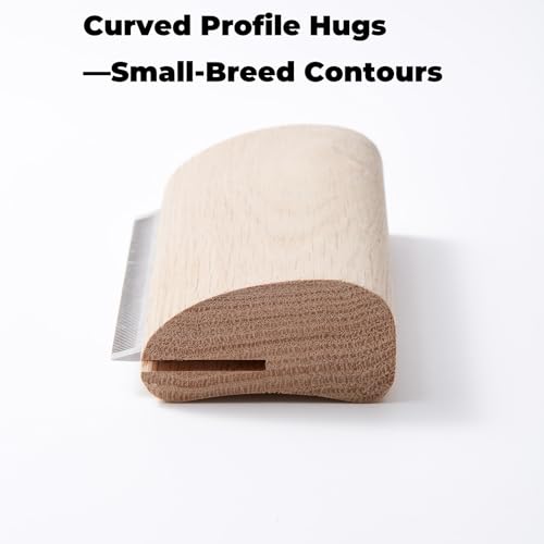 French Bulldog Brush for Shedding, Palm-Grip Wooden Grooming Comb