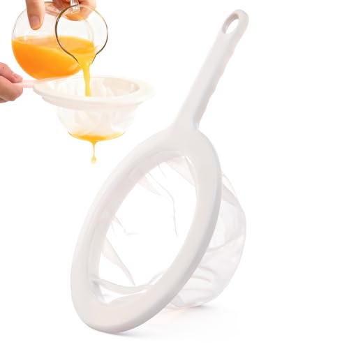 Fine Mesh Strainer with Handle, 80 Mesh, Plastic Juice Strainer after Juicing, Small Colander for Kitchen, Nylon Fine Sieve for Soy/Nut Milk, Yogurt, Coffee, Honey, Food, Tea Leaf Filter - size: 80 Mesh