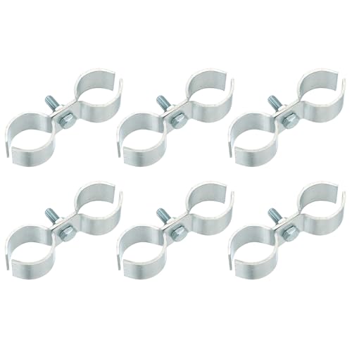HARFINGTON 6pcs Chain Link Fence Panel Clamps 1-1/8" Galvanized Dog Kennel Clamps Fence Connector Temporary Dog Cage Hardware Parts with Bolts and Nuts for Round Pipe Panel Frame Cage - size: 1-1/8"
