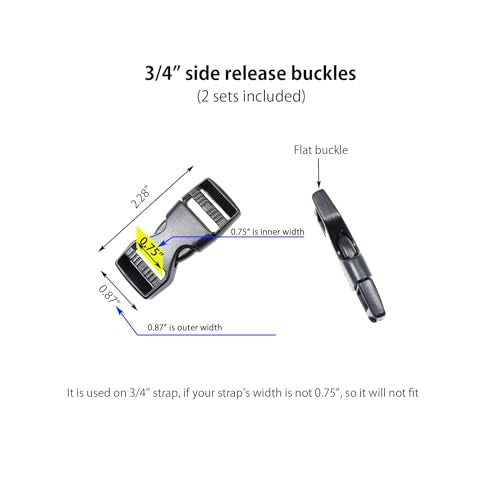 Quick Side Release Buckle, Heavy Duty Plastic Snap Buckle Clip Clasp Fasteners for Backpack Strap - style: 3/4 Inch - 2 Pieces