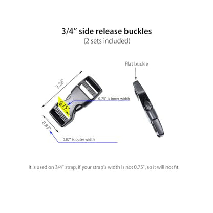 Quick Side Release Buckle, Heavy Duty Plastic Snap Buckle Clip Clasp Fasteners for Backpack Strap - style: 3/4 Inch - 2 Pieces