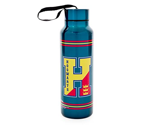 Silver Buffalo Harry Potter Crest, Stainless Steel Water Bottle, 27oz | Hogwarts School, Includes Strap, 0.8 Liters - color: Harry Potter, size: 27 Ounces