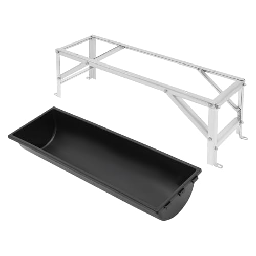 Heavy-Duty Galvanized Steel Frame Feed Trough | Goat Feeder, Pig Feeder, Horse Feeder | 9.25 Gallon PP Trough | Floor-Standing Design for Farms, Pens & Sheds | Easy Assembly (Black) - color: Black