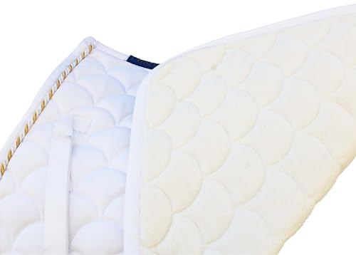 Horse English Quilted Contoured All-Purpose Trail Saddle Pad 7296 - color: White, size: 23" (Spine) x 20" (Drop)