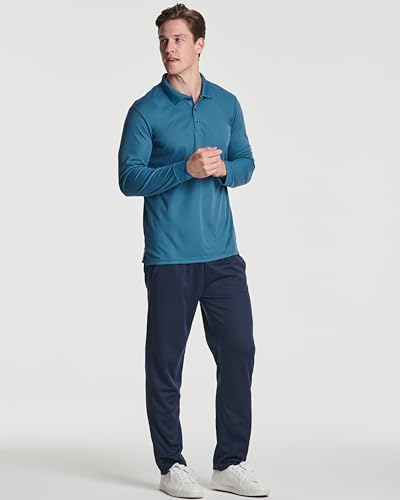 3 Pack Mens Long Sleeve Polo Shirts Dry Fit Golf Work Casual Collared Tops - color: Set 8, size: Small
