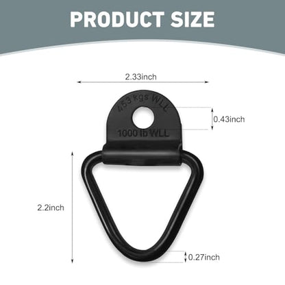 4 PCS Truck Bed Tie Down Anchor, Heavy Duty Bolt On D Rings, Metal Trailer Cargo Tie Down, Suitable for Trailers Vans SUVs and Pickups (Black)