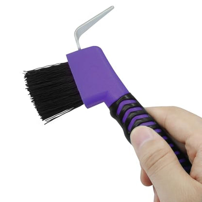 Litoexpe 1 Pcs Purple Horse Hoof Pick with Brush - color: Purple