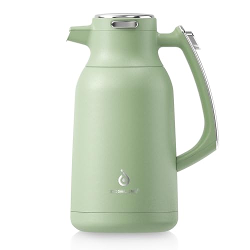 IDEUS Thermal Coffee Carafe 68oz, Beverage Dispenser Avocado | Stainless Steel Double Wall Vacuum Insulation Creamer Pitcher Water Jug Coffee Server, Coffee Carafe for Keeping Hot and Cold - color: Avocado, size: 68 Ounces