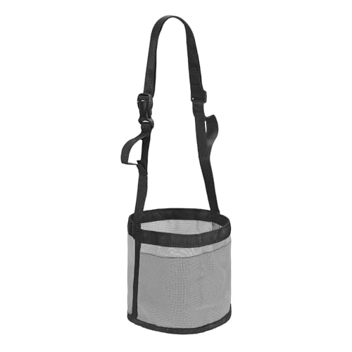 Horse Feed Bag, Horse Muzzle Hay Bags with Adjustable Strap Nylon Mesh Waterproof Bottom Grain Horses Bag, (Gray, S,1 Pcs), Intended for Feeding Grain/Powder/Hay - color: Gray, size: S