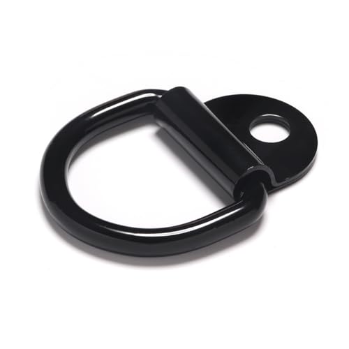 Heavy Duty Steel D Rings Tie Down Anchors Hooks, 8mm Diameter D-Ring Strength Surface Mount Hook Securing Cargo for Trailer, Truck Bed, Pickup, Camper, Tie Down Straps, Black 6 Pack
