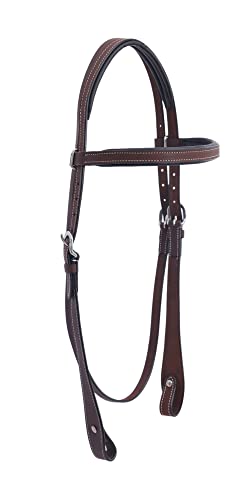 Majestic Ally Padded Leather Brow Band Headstall for Horses - color: Oil Brown