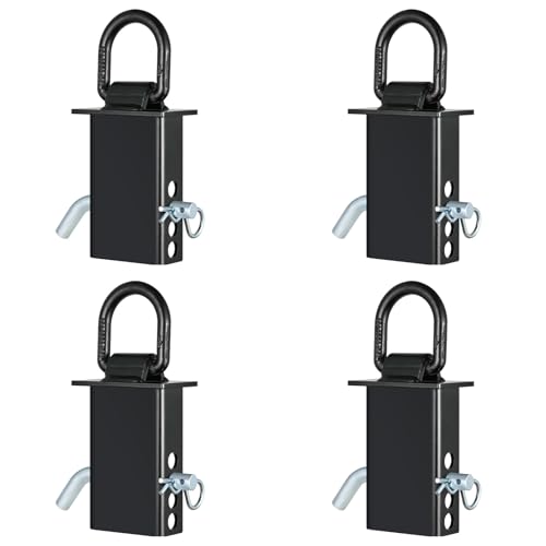 TOPSHINE Trailer Stake Pocket D Ring Tie Downs, 4 Pack, 12,000 lbs Capacity | With 5/8" Hitch Pin, Adjustable Removable Tie Downs for Utility Trailers and Flatbed Trucks