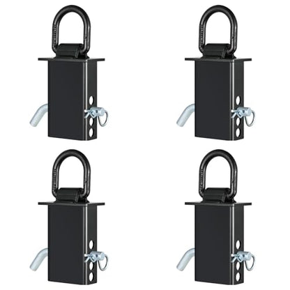 TOPSHINE Trailer Stake Pocket D Ring Tie Downs, 4 Pack, 12,000 lbs Capacity | With 5/8" Hitch Pin, Adjustable Removable Tie Downs for Utility Trailers and Flatbed Trucks