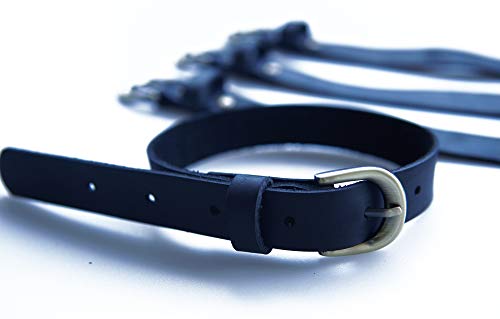 Jeereal Genuine Leather Stirrup Straps (4 Pack) with Metal Buckle Adjustable Length - color: Pure Black