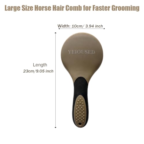 Horse Brush Mane and Tail Hair Comb with Professional Non-Slip Grip, Horse Grooming Tool Supplies, Brown