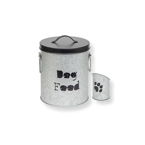 Small Dog Up To 20lb Pet Food Storage Canister Dog Bin with Scoop – Durable & Airtight for Freshnesss, Minimalist Design & Recyclable, Small Metal Container for Kitchen Countertop - size: Small Dog 20lb