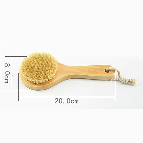 Wooden Short Handle Dry Body Brush Scrubber, 7.87 Inch Natural Bristles Bath & Shower Brush Scrubber. - size: 7.87 Inch Short Handle Wooden Natural Bristles