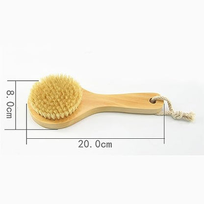 Wooden Short Handle Dry Body Brush Scrubber, 7.87 Inch Natural Bristles Bath & Shower Brush Scrubber. - size: 7.87 Inch Short Handle Wooden Natural Bristles