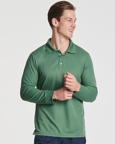 3 Pack Mens Long Sleeve Polo Shirts Dry Fit Golf Work Casual Collared Tops - color: Set 4, size: Small