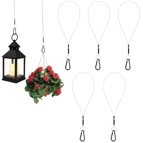 SDTC Tech 10 Inch Hanging Straps with Carabiner Hook 5 Pack | Hanging Chain Cable Rope for Bird Feeders, Tree, Plant Extenders, Lanterns, Yard Christmas Decorations - size: 10INCH-5PCS