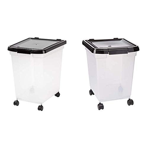 IRIS Airtight Pet Food Container, 50-Pound, Clear/Black with IRIS Nesting Airtight Pet Food Container, Large